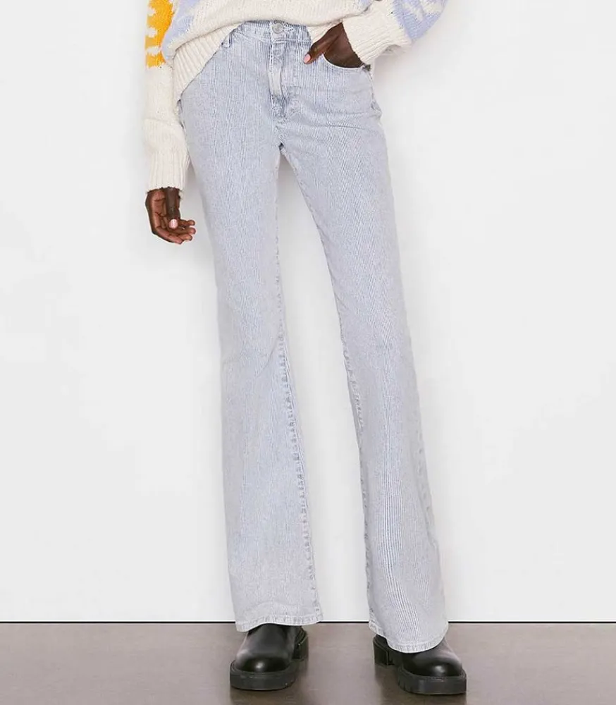 Jean Le High Flare Rayures Femme Bas