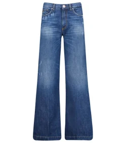 Outlet Jean Nadia Palazzo Over Destroy Bleu Femme Bas