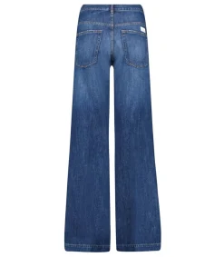 Outlet Jean Nadia Palazzo Over Destroy Bleu Femme Bas