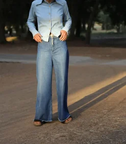 Outlet Jean Oversize Bleu D'Ete Femme Bas