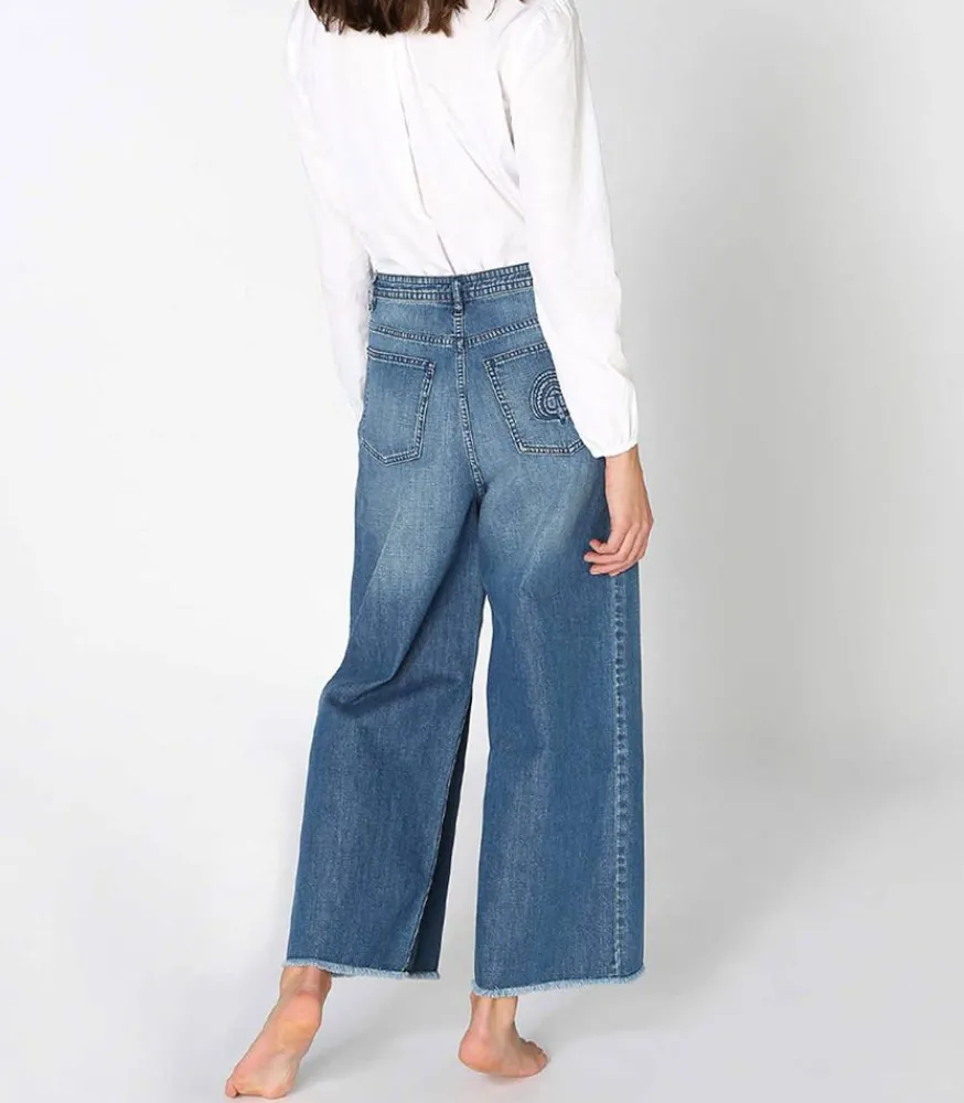 Outlet Jean Oversize Bleu D'Ete Femme Bas