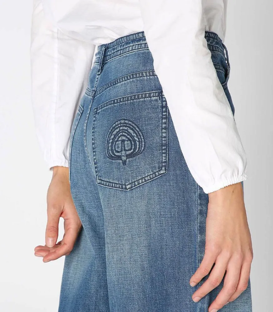 Outlet Jean Oversize Bleu D'Ete Femme Bas