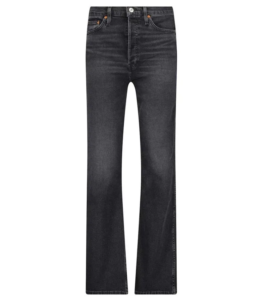 Hot Jean 90S High Rise Loose Faded Coal Femme Bas