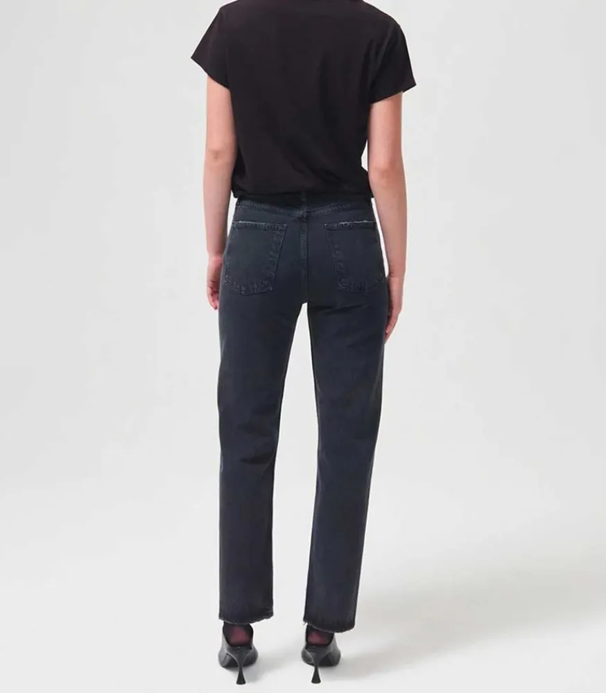Discount Jean 90'S Pinch Waist Black Tea En Coton Bio Femme Bas