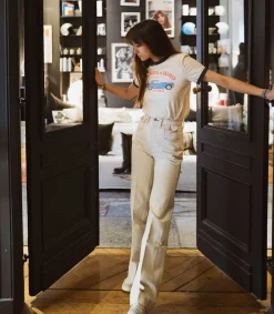 Outlet Jean 70S Pocket Wide Leg Rinsed Birch Femme Bas