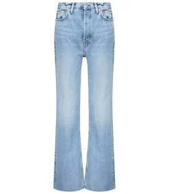 Hot Jean 70S Ultra High Rise Wide Leg Denim Clair Femme Bas