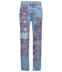 Discount Jean Straight All-Over Floral Patchwork Femme Bas