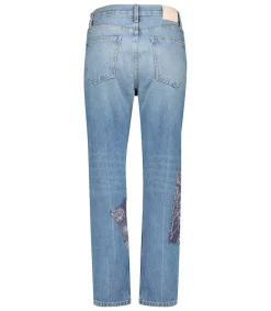 Discount Jean Straight All-Over Floral Patchwork Femme Bas