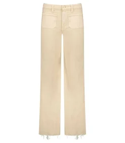 Jean Wideleg The Patch Pocket Roller Fray Chalk Tapioca Femme Bas