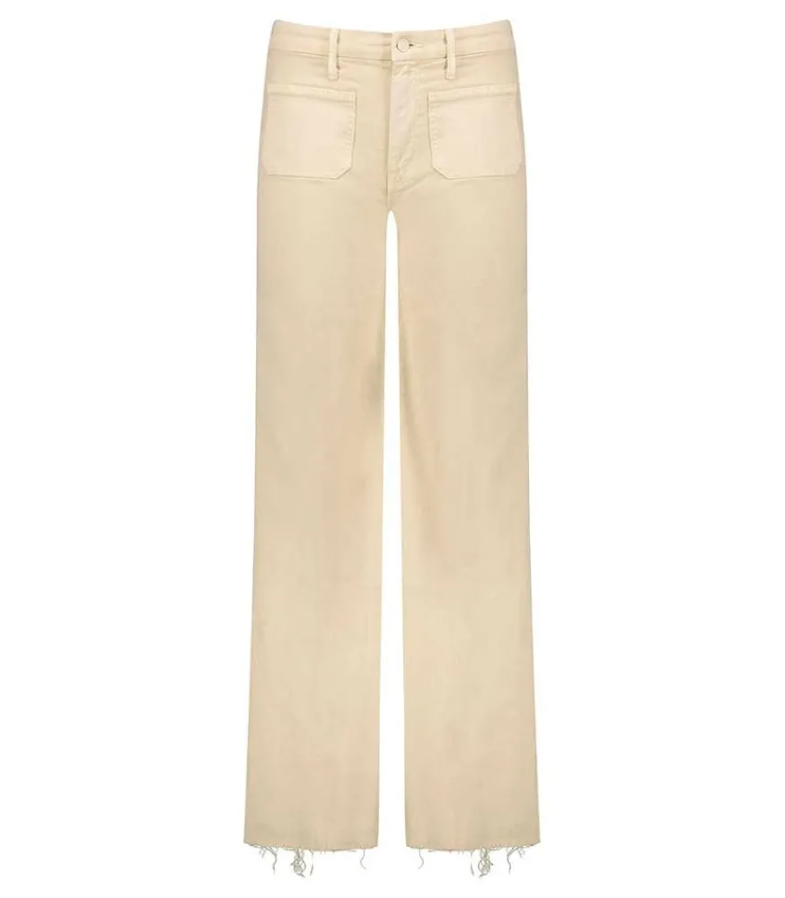 Jean Wideleg The Patch Pocket Roller Fray Chalk Tapioca Femme Bas