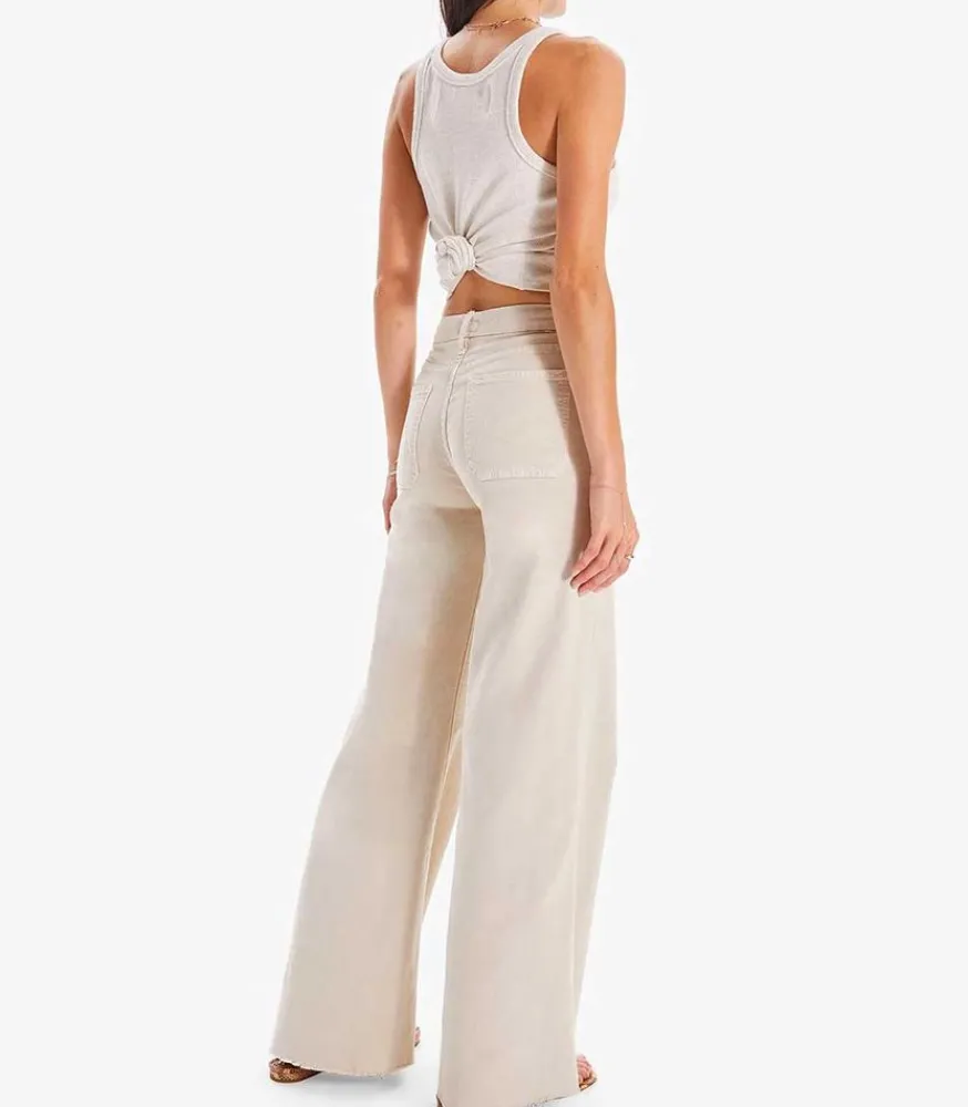 Jean Wideleg The Patch Pocket Roller Fray Chalk Tapioca Femme Bas