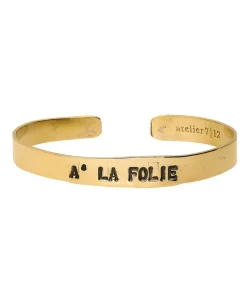 Clearance Jonc En Laiton Grave A La Folie Femme Bracelets