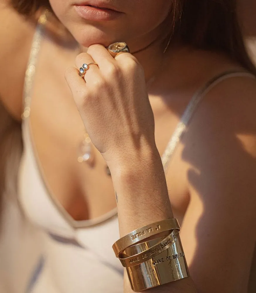 Clearance Jonc En Laiton Grave A La Folie Femme Bracelets
