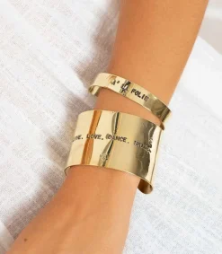 Clearance Jonc En Laiton Grave A La Folie Femme Bracelets