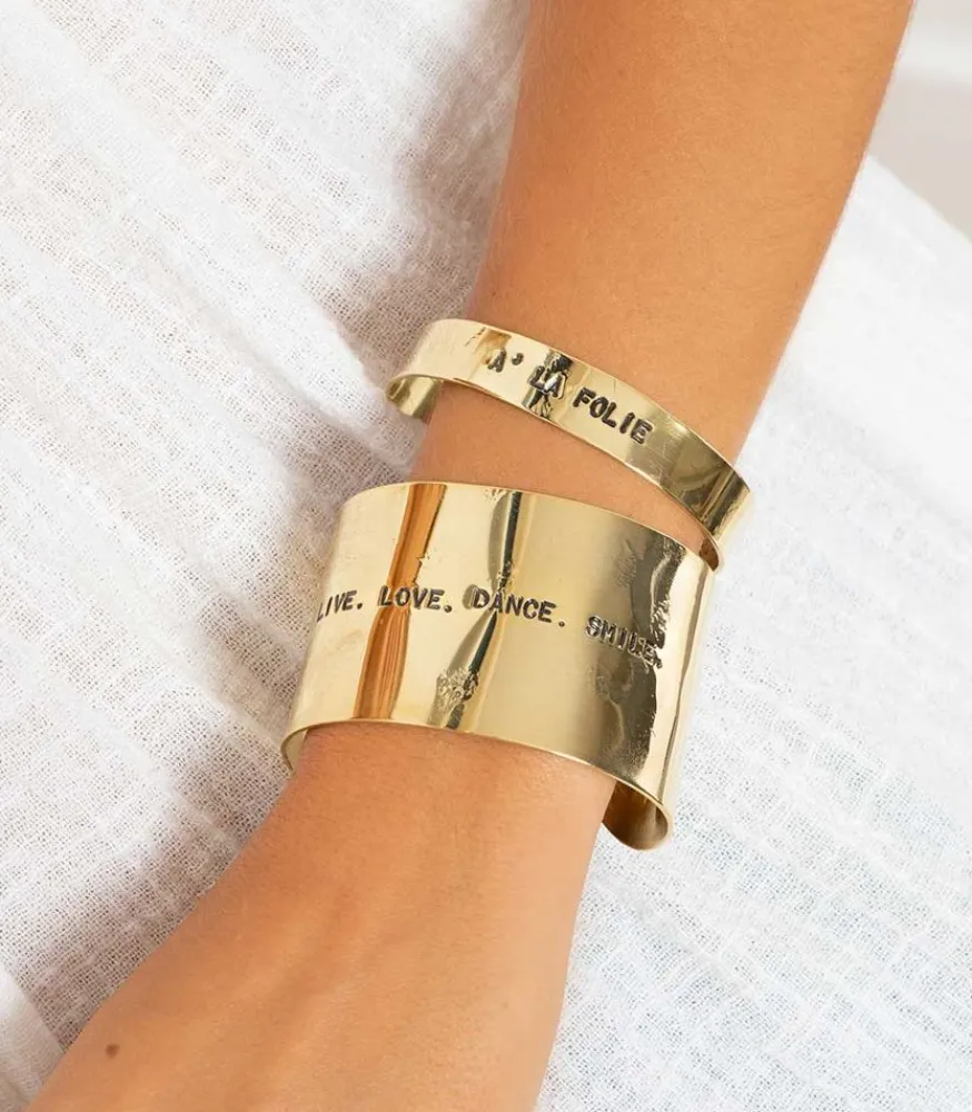 Clearance Jonc En Laiton Grave A La Folie Femme Bracelets