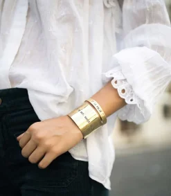 Clearance Jonc En Laiton Grave A La Folie Femme Bracelets