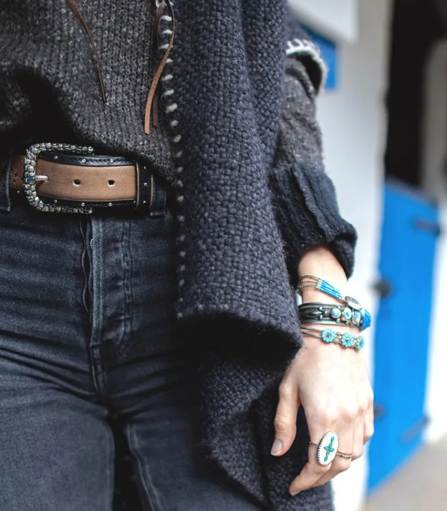 Jonc Epais Turquoise Golden Hill Femme Bracelets