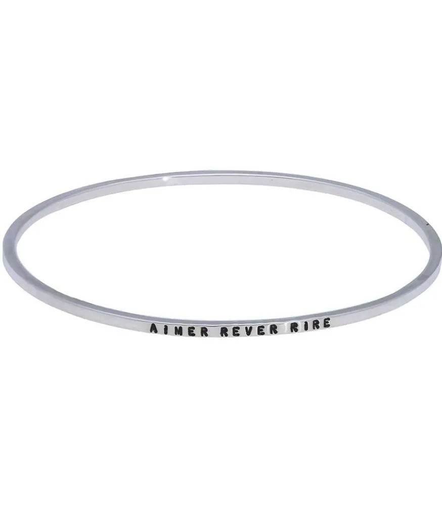 Online Jonc Fin Aimer, Rever, Rire Argent Femme Bracelets