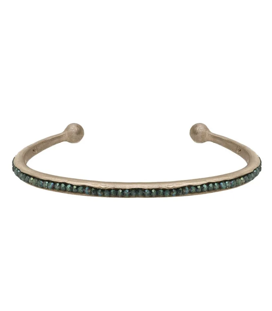 Sale Jonc Talisman Serti Stone Zirconium Vert Militaire Femme Bracelets