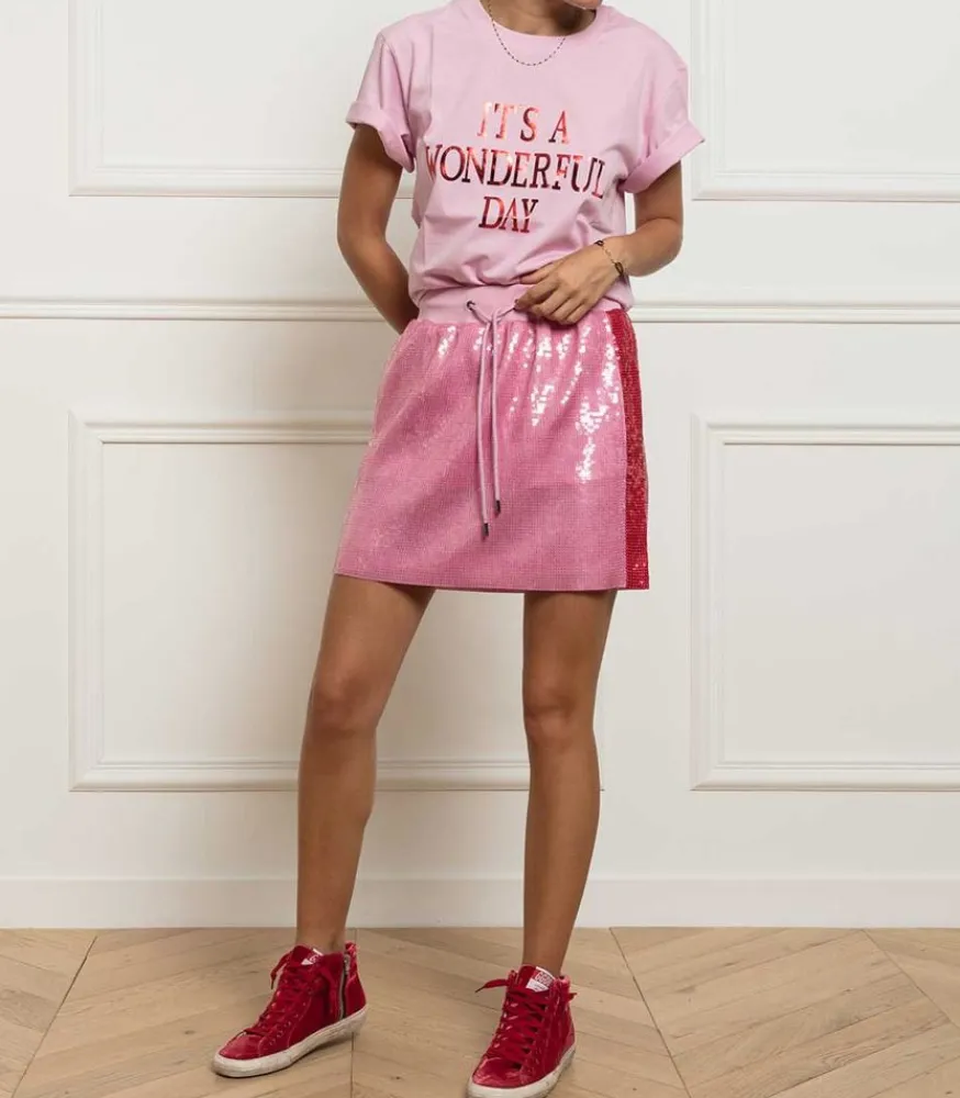 Best Jupe A Sequins Roses Femme Bas