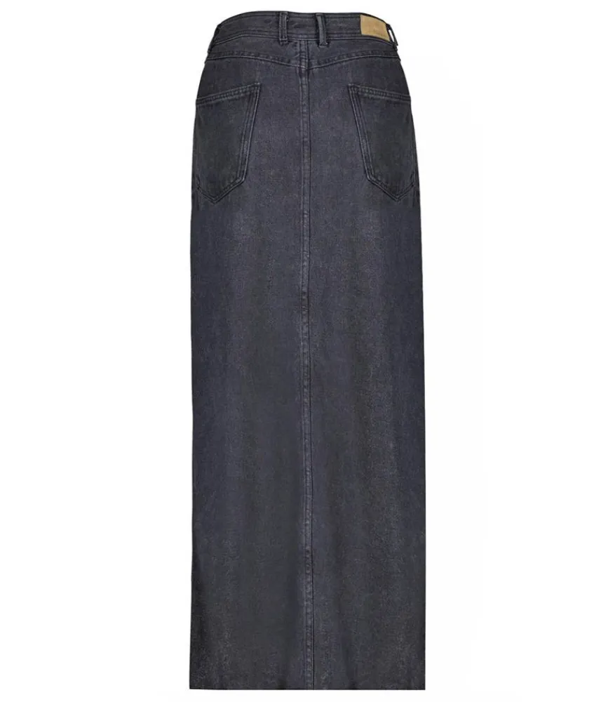 Outlet Jupe Longue En Denim Goya Carbone Wash Femme Bas