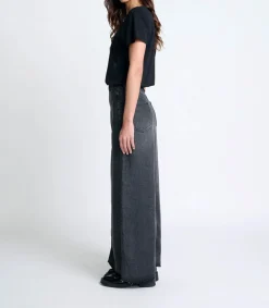 Outlet Jupe Longue En Denim Goya Carbone Wash Femme Bas