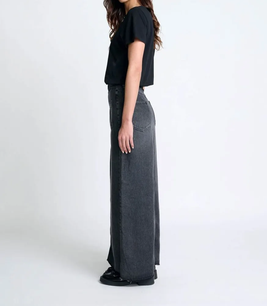 Outlet Jupe Longue En Denim Goya Carbone Wash Femme Bas