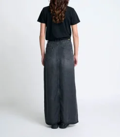Outlet Jupe Longue En Denim Goya Carbone Wash Femme Bas