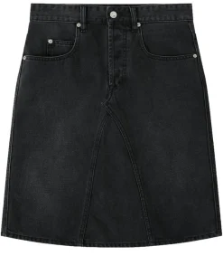 Hot Jupe Midi Fiali En Jean Faded Black Femme Bas