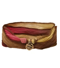 Clearance Lien En Soie A Nouer Charm Secret Rose Bronze Femme Bracelets