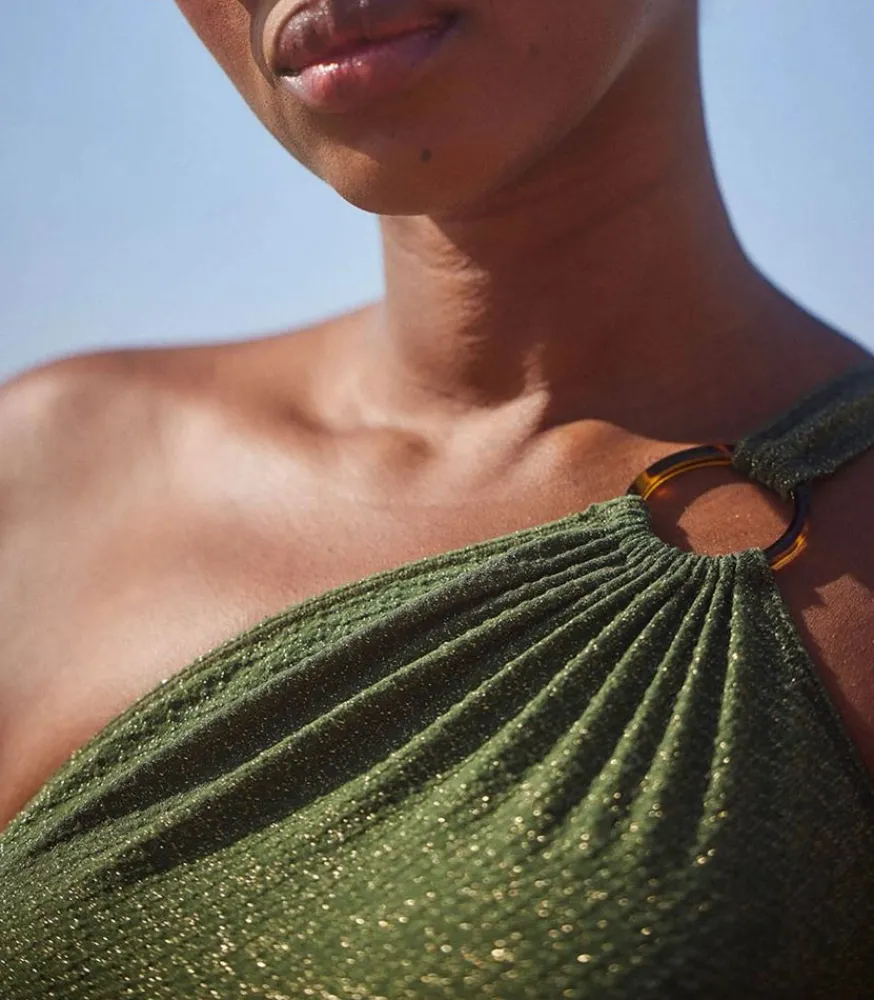 Discount Maillot De Bain Une Piece Lauria Kaki Shiny Femme Maillots De Bain