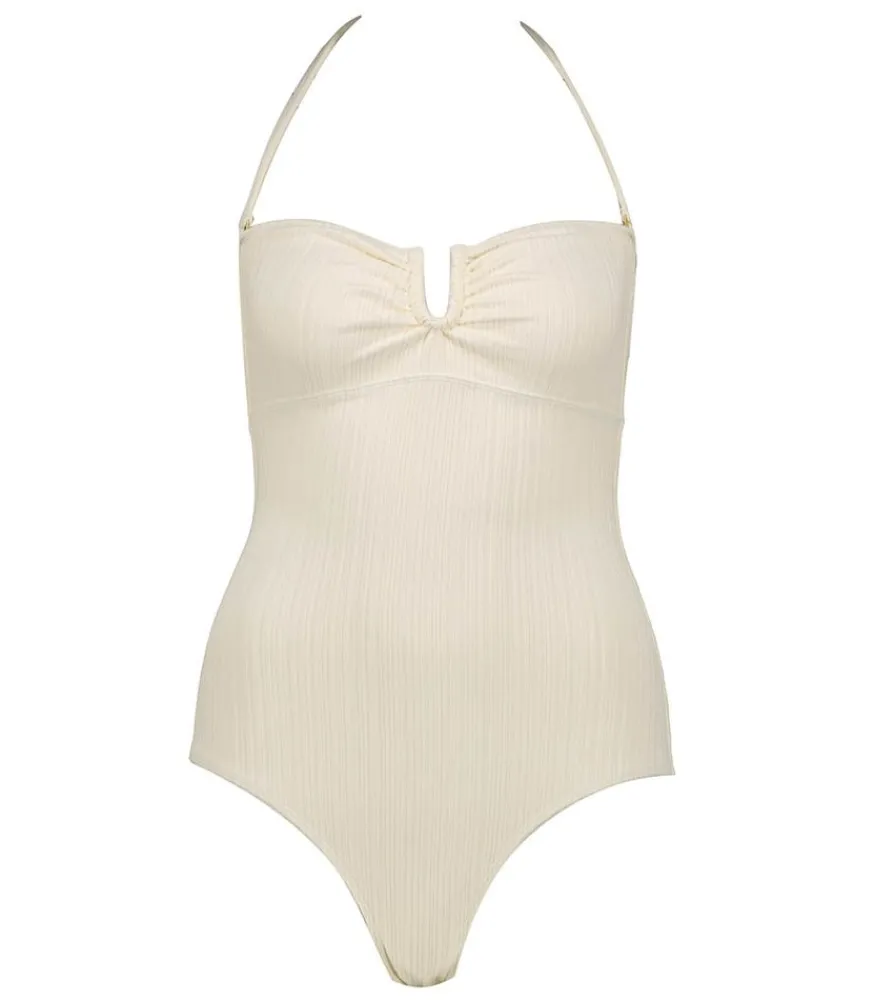 Outlet Maillot De Bain Une Piece Shellbeach White Weavy Femme Maillots De Bain