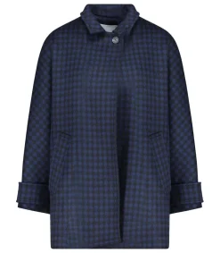 Manteau Court Ceinture Carter En Laine Noir/Bleu Femme Manteaux & Vestes