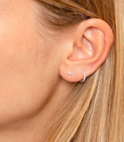 Mini Creole Alliance Small Diamants Femme Boucles D'Oreilles