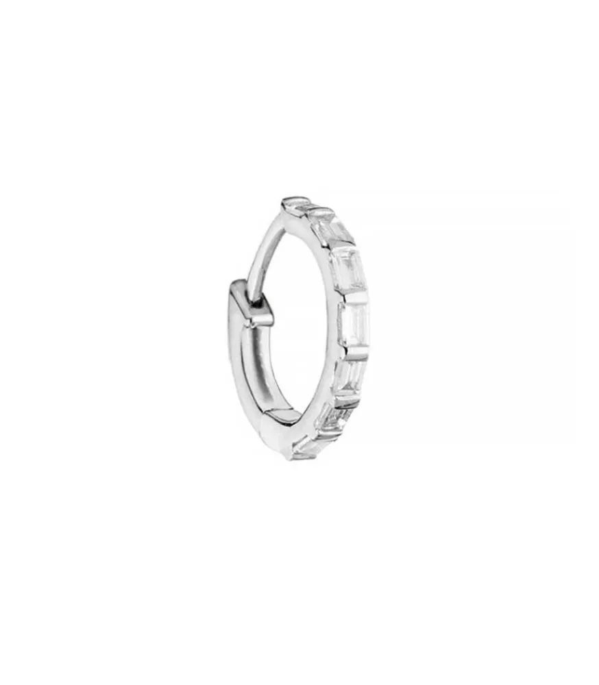 Sale Mini Creole Baguette Or Blanc Femme Boucles D'Oreilles