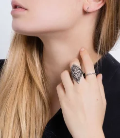 Outlet Mini Creole Baguette Or Noir Femme Boucles D'Oreilles