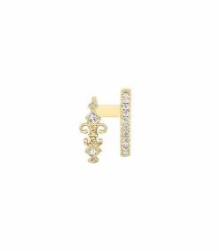 Sale Mini Creole Double Gauche Glory Or Jaune Et Diamants Femme Boucles D'Oreilles