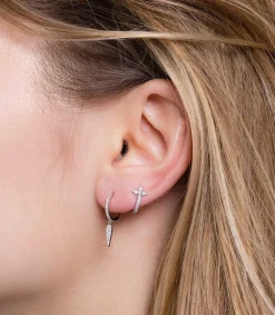 Clearance Mini Creole Fleurs Du Mal Or Blanc Femme Boucles D'Oreilles