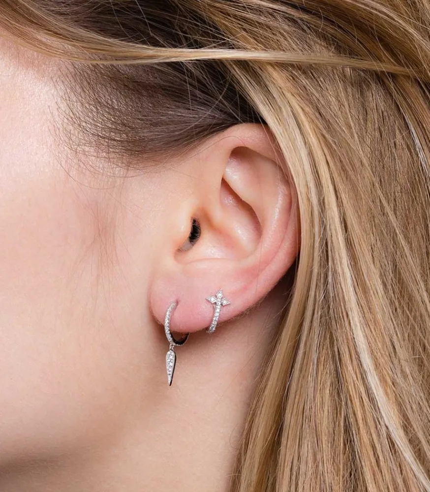 Clearance Mini Creole Fleurs Du Mal Or Blanc Femme Boucles D'Oreilles