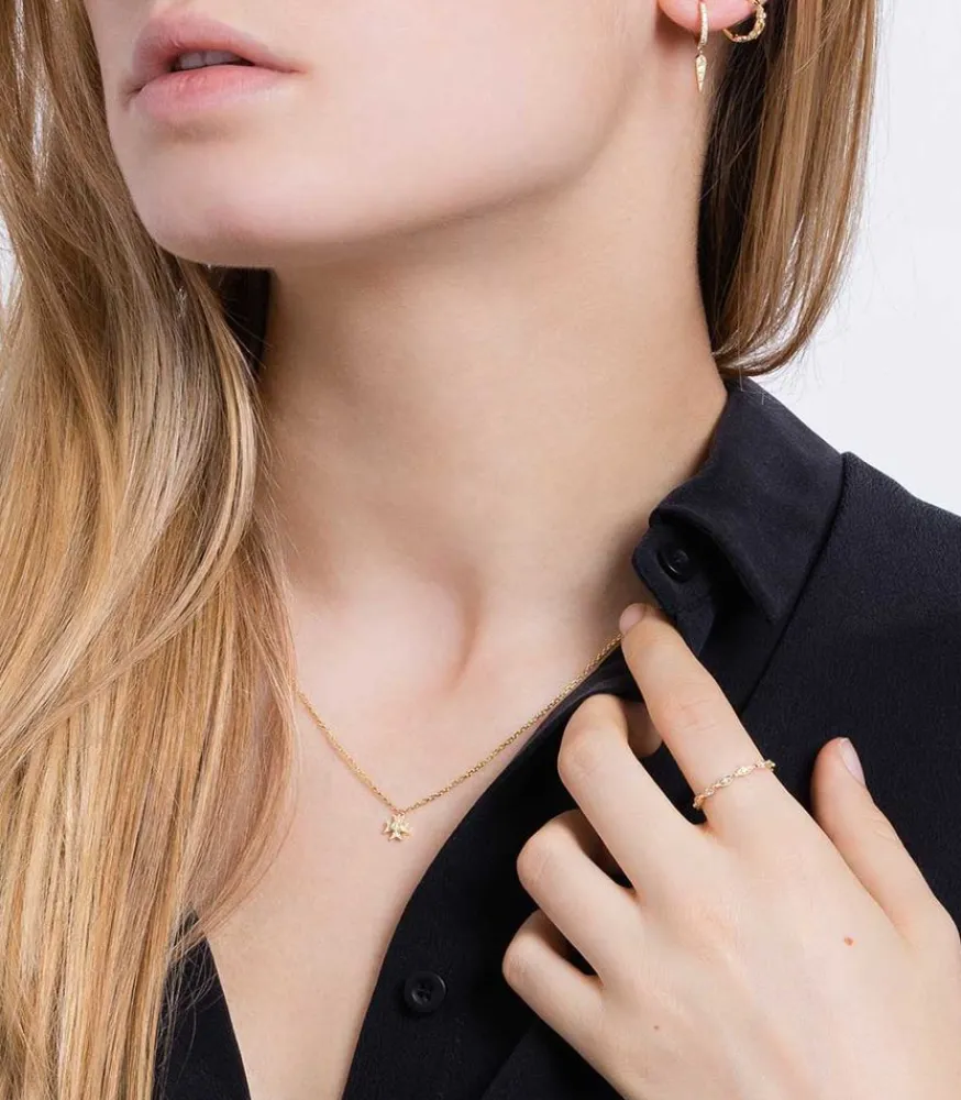 Mini Creole Fleurs Du Mal Or Jaune Femme Boucles D'Oreilles