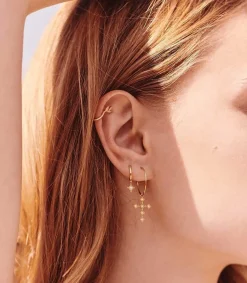 Clearance Mini Creole Into The Wild Or Jaune Et Diamants Femme Boucles D'Oreilles