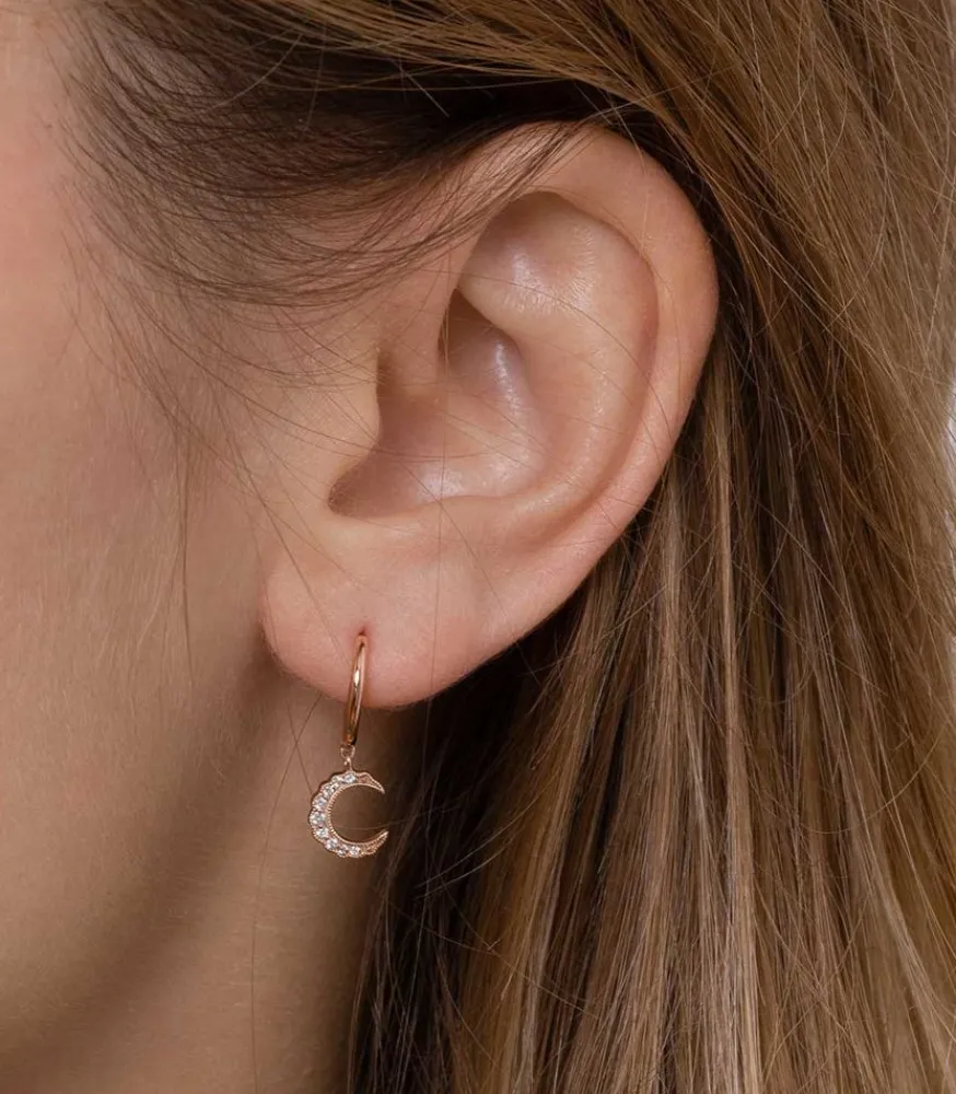 Hot Mini Creole Moonlight Or Rose Femme Boucles D'Oreilles