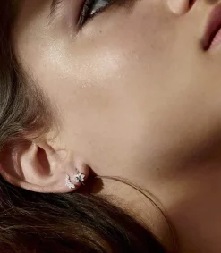 Best Mini Creole Nude Or Blanc Et Diamants Femme Boucles D'Oreilles