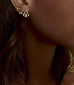 Best Mini Creole Nude Or Jaune Et Diamants Femme Boucles D'Oreilles