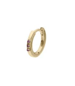 Online Mini Creole Or Jaune 3 Saphirs Roses Femme Boucles D'Oreilles