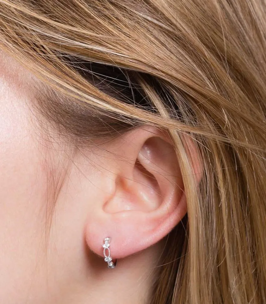 Online Mini Creole Volupte Or Blanc Femme Boucles D'Oreilles