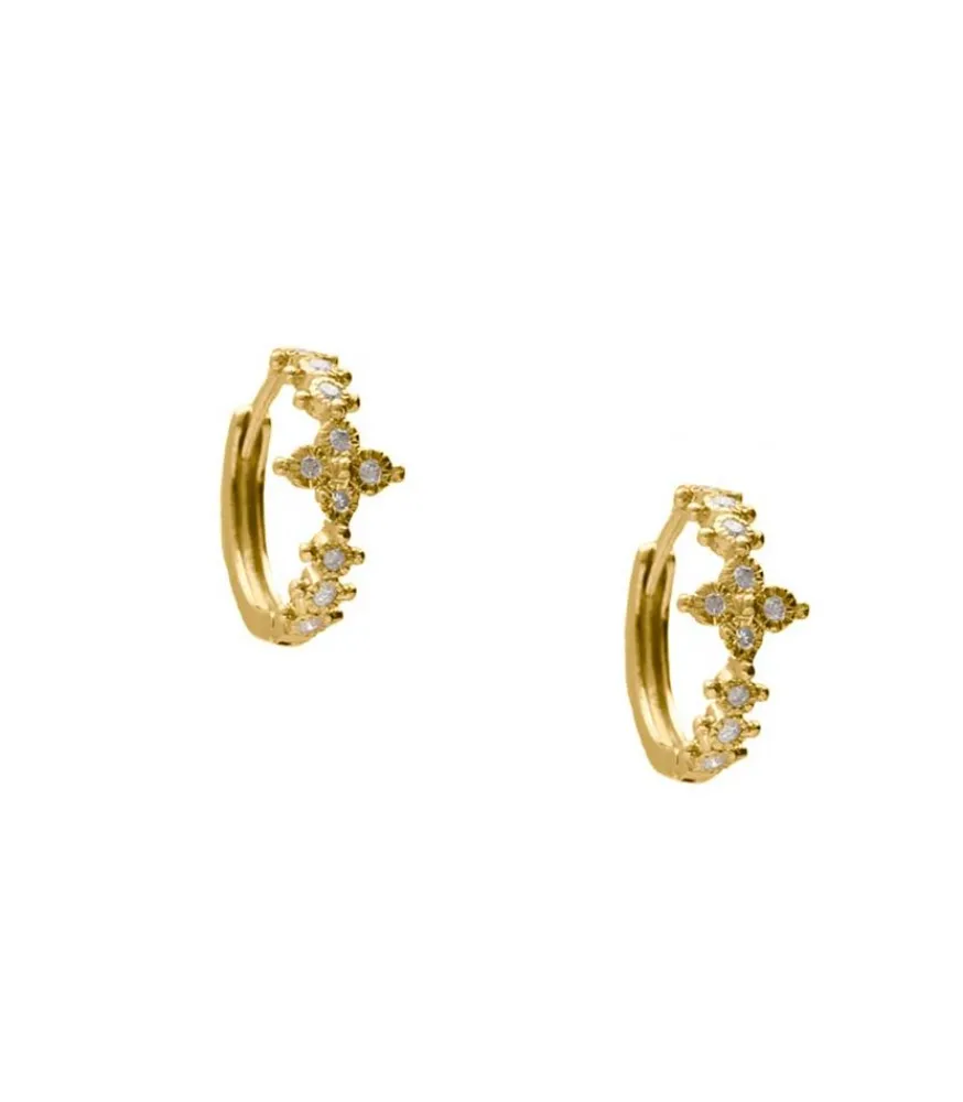 Discount Mini Creoles Darling Flower Or Jaune Femme Boucles D'Oreilles