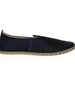 Hot Mocassins Classique Cuir A Poils Bleu Nuit Femme Mocassins