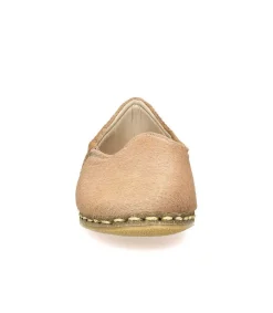 New Mocassins Classique Cuir A Poils Beige Femme Mocassins
