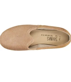New Mocassins Classique Cuir A Poils Beige Femme Mocassins